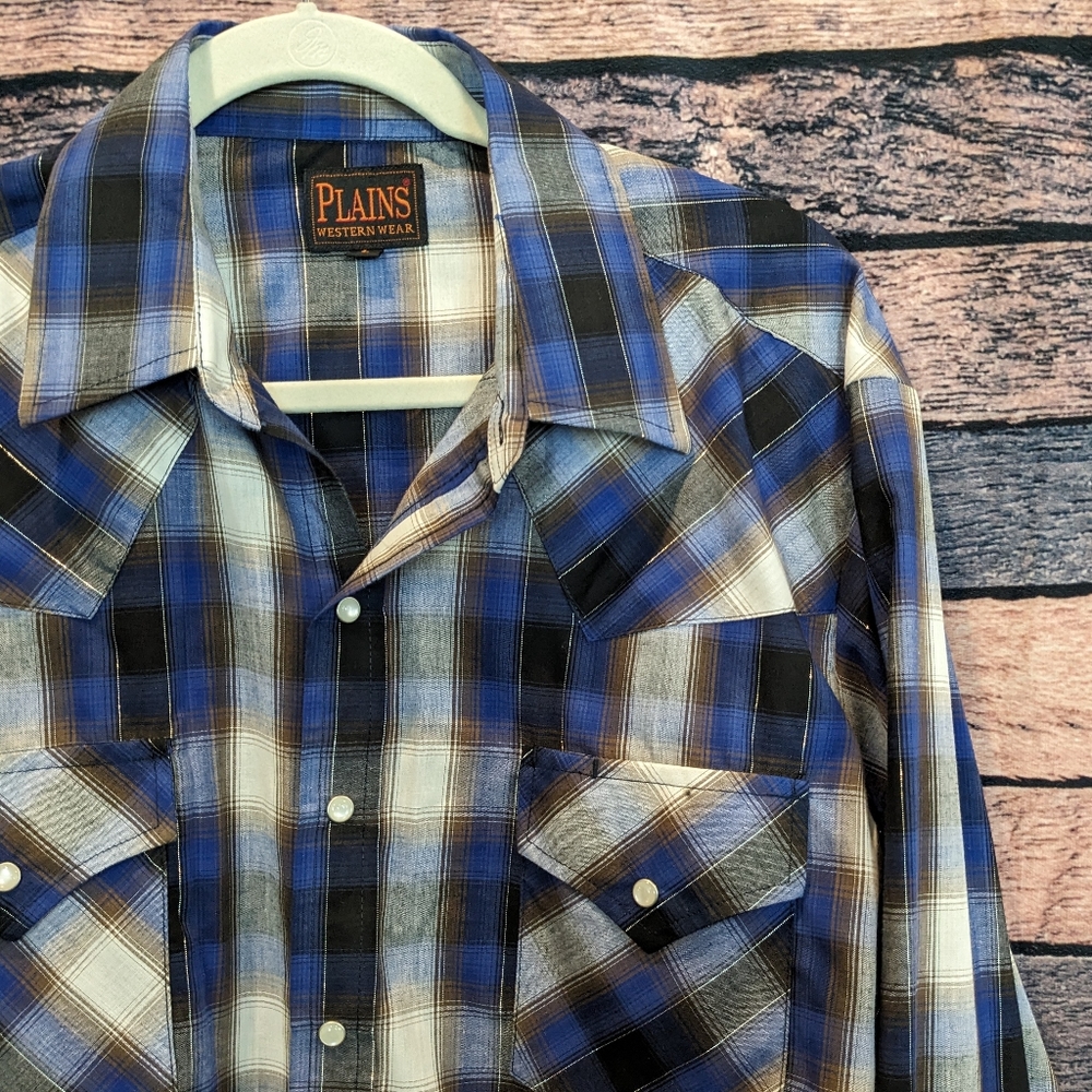 Plains Westernwear Plaid Pearl Snap Western Shirt